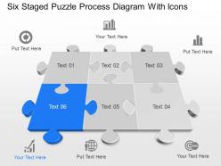 Wm six staged puzzle process diagram with icons powerpoint template