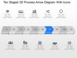 Wo ten staged 3d process arrow diagram with icons powerpoint template