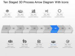 Wo ten staged 3d process arrow diagram with icons powerpoint template