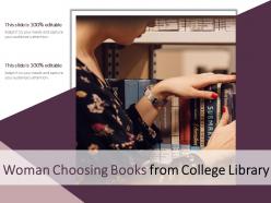 Woman choosing books from college library