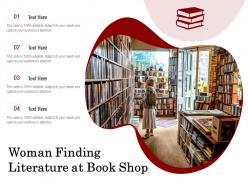 Woman finding literature at book shop