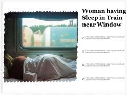 Woman having sleep in train near window