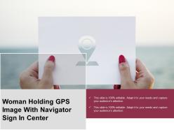 Woman Holding Gps Image With Navigator Sign In Center