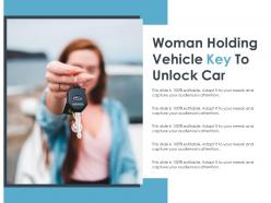 Woman holding vehicle key to unlock car