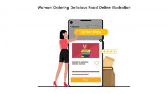 Woman Ordering Delicious Food Online Illustration