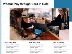 Woman pay through card in cafe