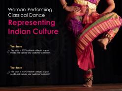 Woman performing classical dance representing indian culture
