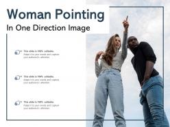 Woman pointing in one direction image