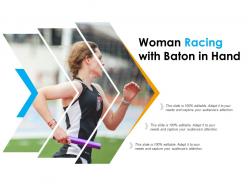 Woman racing with baton in hand