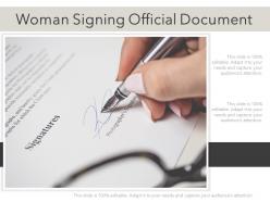 Woman signing official document
