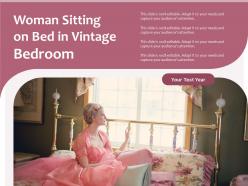 Woman sitting on bed in vintage bedroom