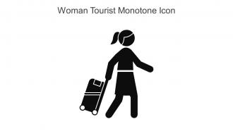 Woman Tourist Monotone Icon In Powerpoint Pptx Png And Editable Eps Format