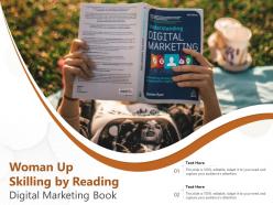 Woman up skilling by reading digital marketing book