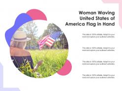 Woman Waving United States Of America Flag In Hand