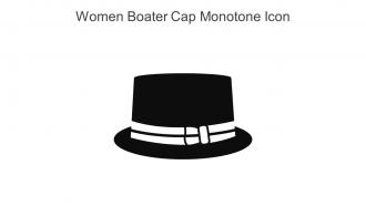 Women Boater Cap Monotone Icon In Powerpoint Pptx Png And Editable Eps Format