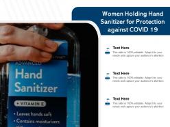 Women Holding Hand Sanitizer For Protection Against COVID 19