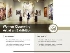 Women observing art at an exhibition