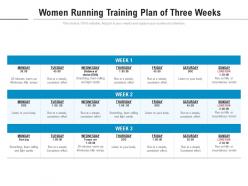 Women running training plan of three weeks