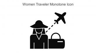 Women Traveler Monotone Icon In Powerpoint Pptx Png And Editable Eps Format