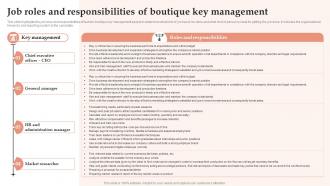 Womens Clothing Boutique Job Roles And Responsibilities Of Boutique Key Management BP SS