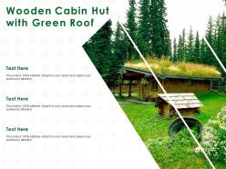 Wooden cabin hut with green roof