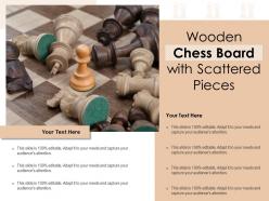 Wooden chess board with scattered pieces