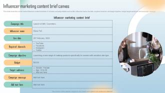 Word Of Mouth Marketing  Influencer Marketing Content Brief Canvas Ppt Inspiration