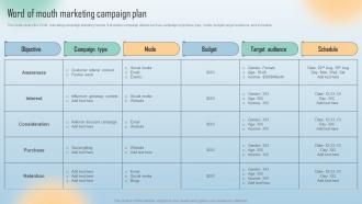 Word Of Mouth Marketing Campaign Plan Word Of Mouth Marketing Ppt Professional