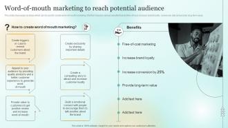 Word Of Mouth Marketing To Reach Potential Audience Marketing Plan To Enhance Business Mkt Ss