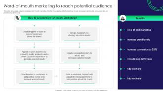 Word Of Mouth Marketing To Reach Potential Audience Traditional Marketing Guide To Engage Potential Audience
