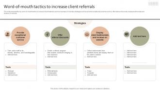 Word Of Mouth Tactics To Increase Client Improving Client Experience And Sales Strategy SS V