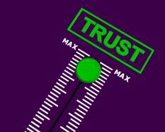 Word trust meter graphic with maximum point stock photo