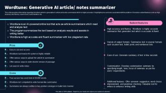 Wordtune Generative Ai Article Notes Summarizer Best 10 Generative Ai Tools For Everything AI SS