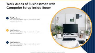 Work areas of businessman with computer setup inside room