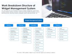Work breakdown structure of widget management system