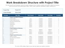 Work breakdown structure with project title