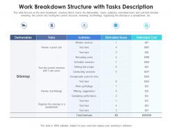 Work breakdown structure with tasks description