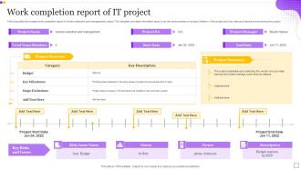 Work Completion Report Of IT Project