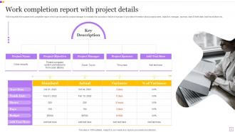 Work Completion Report Powerpoint Ppt Template Bundles