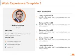 Work experience about me ppt powerpoint presentation infographic template example