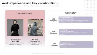 Work Experience And Key Collaborations