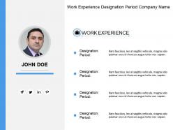 Work experience designation period company name