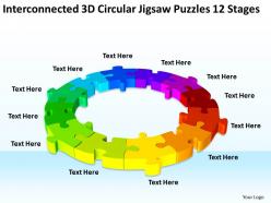 Work flow business process diagram 3d circular jigsaw puzzles 12 stages powerpoint templates