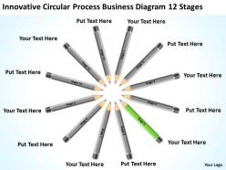Work flow business process diagram circular 12 stages powerpoint templates