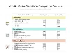 Work Identification Check List For Employees And Contractor