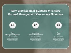 Work management systems inventory control management processes business cpb