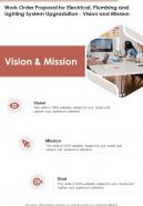 Work Order Proposal For Electrical Plumbing Vision And Mission One Pager Sample Example Document