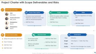 Work plan bundle project charter with scope deliverables and risks