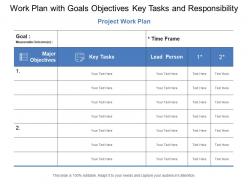 Work plan with goals objectives key tasks and responsibility