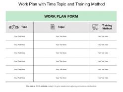 Work plan with time topic and training method